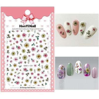 Flower 3D Nail Sticker Transparent Moon DIY Sticker Decals Tips Manicure Charm Design Adhesive Tips Art For Nail