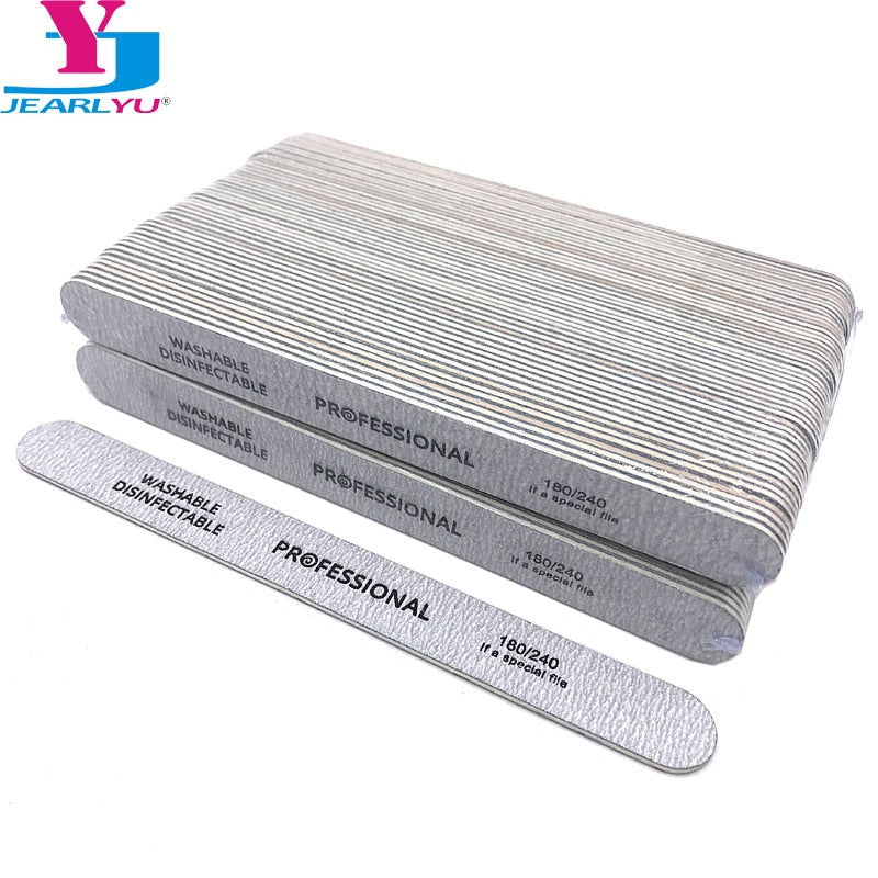 100 X Professional Wooden Nail File Emery Board Srtong Thick Wood Nails Files 180/240 Grit Limas Manicure Acrylic Nail Supplies