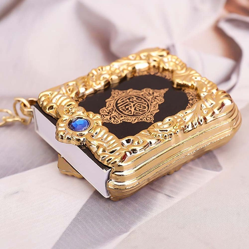 Muslim Islamic Mini Pendant Keychains Key Rings For Koran Ark Quran Book Real Paper Can Read Small Religious Jewelry For Wom 1Pc