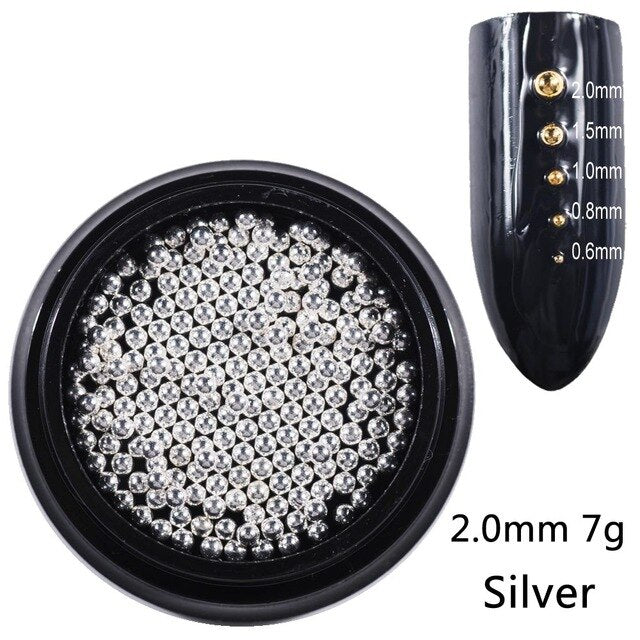 Beads for Nails Micro Metal Beads 0.6-2.0mm 3D Nail Studs Alloy Nail Jewelry Charms Supplies Art Decorations Steel Caviar Ball