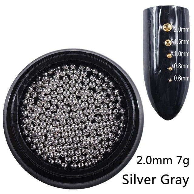 Beads for Nails Micro Metal Beads 0.6-2.0mm 3D Nail Studs Alloy Nail Jewelry Charms Supplies Art Decorations Steel Caviar Ball