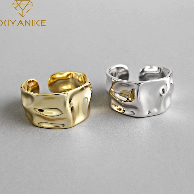 XIYANIKE 925 Sterling Silver Engagement Rings for Women Couple Trendy Irregular Geometric Handmade Jewelry Valentine's day Gifts