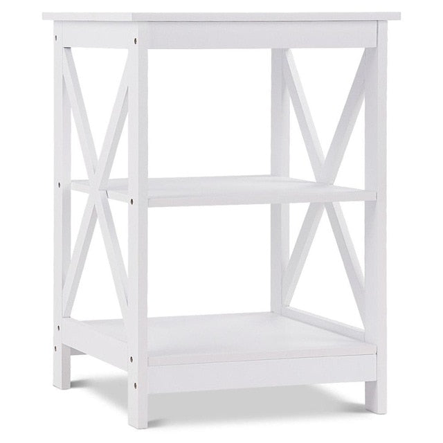 Giantex 3-Tier Nightstand End Table Storage Display Shelf Living Room Furni White New Home Furniture HW58944