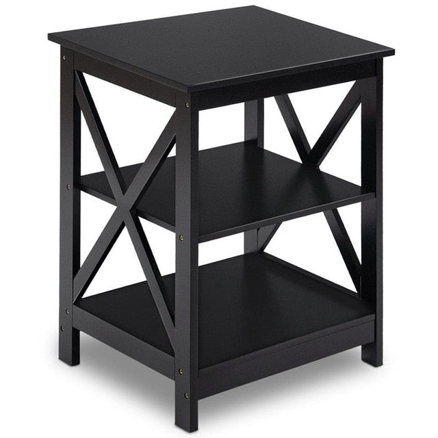 Giantex 3-Tier Nightstand End Table Storage Display Shelf Living Room Furni White New Home Furniture HW58944