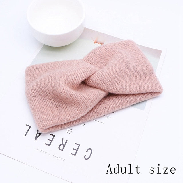 Baby Headband Women Girl Twisted Hair Band Kids Woolen Headwrap Mommy and Me Headbands Toddler Spring Turban Hair Accessories
