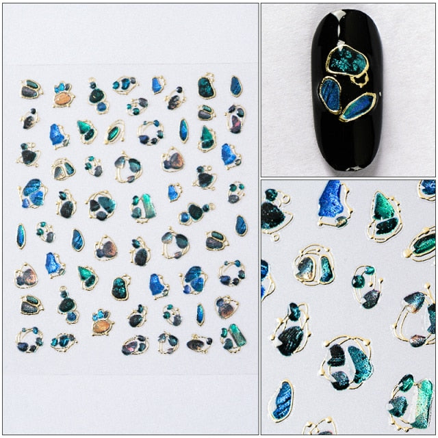 MEET ACROSS 12 Styles Charm 3D Colorful Nail Sticker Jewelry Design For Nails Sliders Tips Manicure DIY Decoration