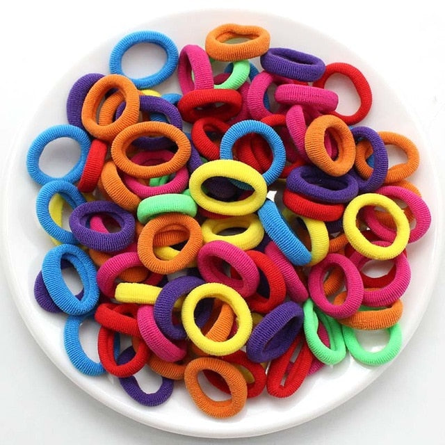 100 pcs/lot kids hair rope Hair Accessories Scrunchy Elastic Hair Bands Girls decorations Headbands Rubber Band gum for hair