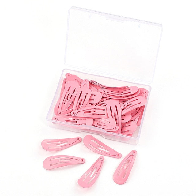 50 Pcs Mix-Color 3cm Baby Girls Snap Hair Clips No Slip Metal Hair Barrettes Hair Pins Kids Hair Accessorie