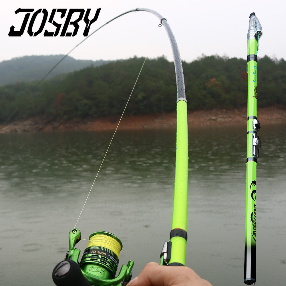 JOSBY Carbon Fiber Rock Fishing Rod Telescopic feeder pole Spinning Carp Portable travel ultralight 3.6M 4.5M 5.4M 6.3M 2020 NEW