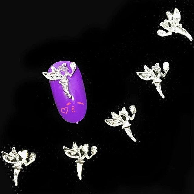 10Pcs Silver Gold Tulips Flowers Nail Art Decorations 3d Charms Nails Accessoires Kawaii Bling Studs Spring Rose Nailart Supply