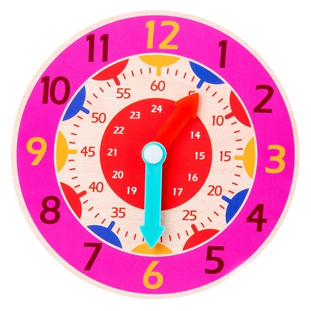 Children Montessori Wooden Clock Toys Hour Minute Second Cognition Colorful Clocks Toys for Kids Early Preschool Teaching Aids