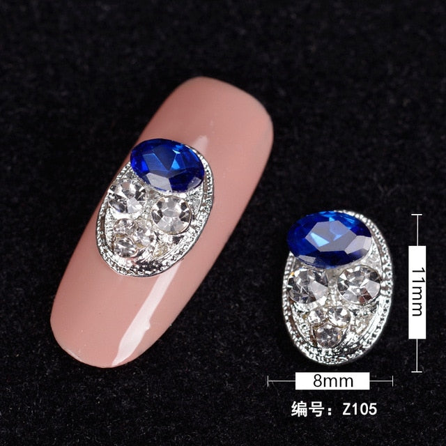 10PCS Hollow Oval Rhinestones Pearl Charms Beauty Glitter Nails Charms Jewelry Accessories Metal for 3D Nail Art Decoration Hot