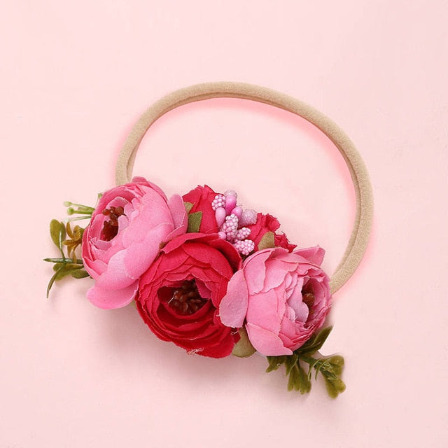 BalleenShiny Fashion Florals Headband Newborn Baby Elastic Princess Hairbands Child Kids Pearl Fresh Style Cute Headwear Gifts