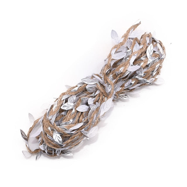 2M 5M Simulation Green Leaves Weaving Hemp Rope DIY Wedding Birthday Wedding Decoration Rattan Gift Bouquet Packaging Rope 5mm