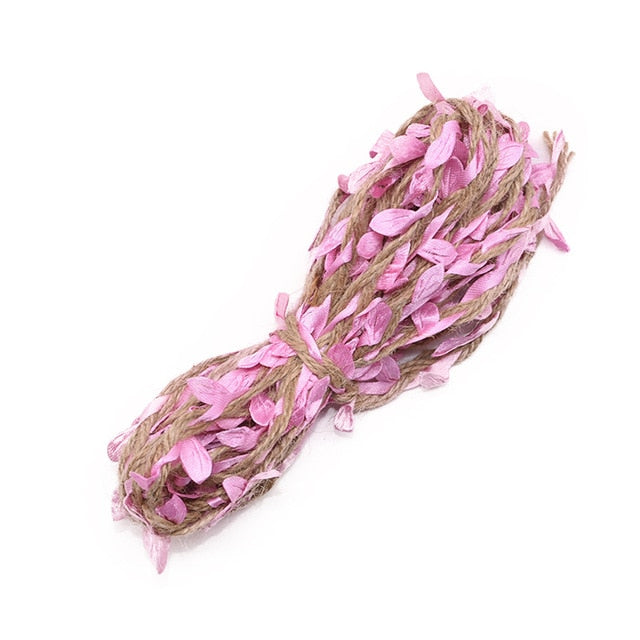 2M 5M Simulation Green Leaves Weaving Hemp Rope DIY Wedding Birthday Wedding Decoration Rattan Gift Bouquet Packaging Rope 5mm