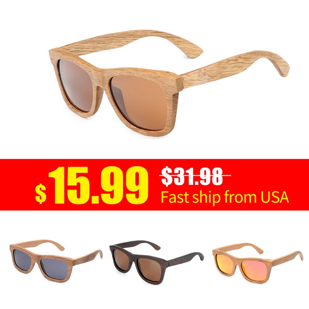 Fast Ship from USA BOBO BIRD Bamboo Sunglasses Women Polarized Wood Sun Glasses Men Eyewears Dropship lunette de soleil femme