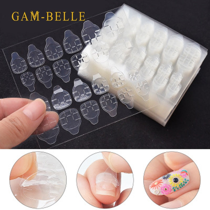 GAM-BELLE 120pcs Double Sided False Nail Art Adhesive Tape Glue Sticker DIY Tips Fake Nail Acrylic Manicure Gel Makeup Tool