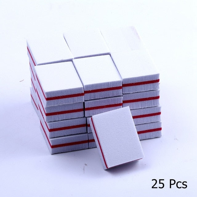 10/25/50pcs lot Double-sided Mini Nail File Blocks Colorful Sponge Nail Polish Sanding Buffer Strips Polishing Manicure Tools
