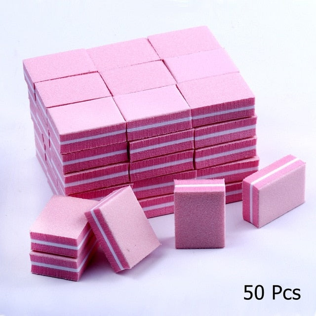 10/25/50pcs lot Double-sided Mini Nail File Blocks Colorful Sponge Nail Polish Sanding Buffer Strips Polishing Manicure Tools