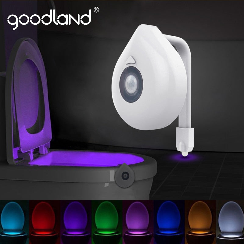 Goodland LED Toilet Light PIR Motion Sensor Night Lamp 8 Colors Backlight WC Toilet Bowl Seat Bathroom Night light for Children