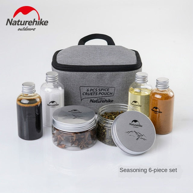 Naturehike 6pcs Outdoor Camping Tableware Storage Container Seasoning Bottles Cans With A Bag For BBQ Portable Picnic NH17T011-P