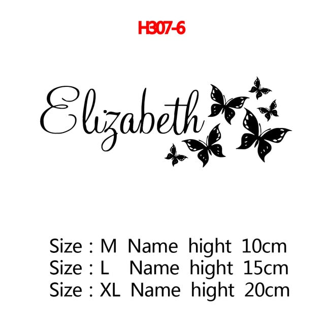 Personalized Custom Name Butterfly Wall Sticker Wallpaper For Nursery Kids Room Decoration Vinyl Stickers Bedroom Decals