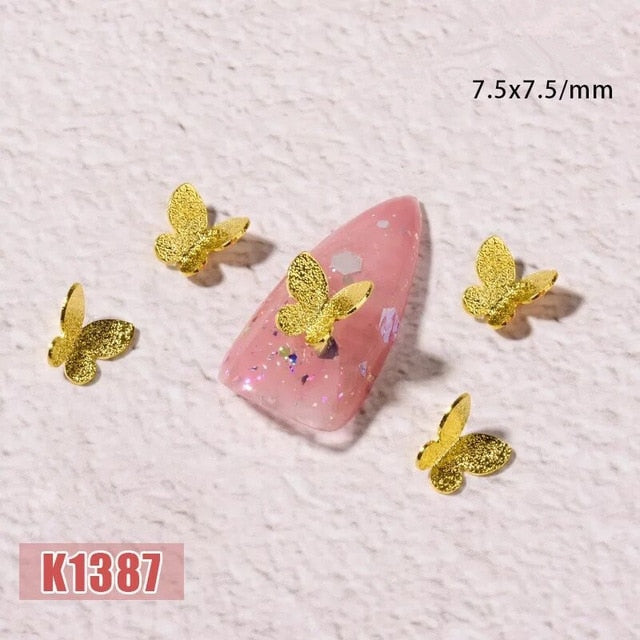 50 Pcs Metal Alloy Butterfly Design 3D Nail Art Decorations Charm Pixie Jewelry Gem Japanese Style Manicure Design Accessories