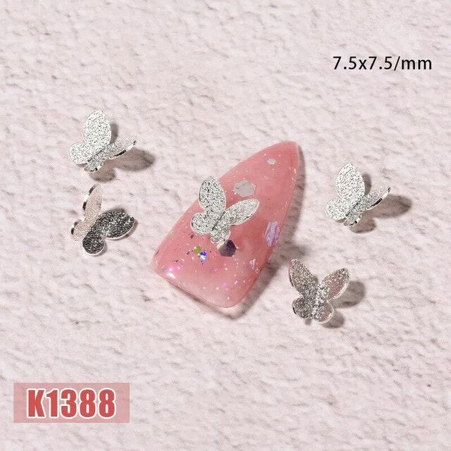 50 Pcs Metal Alloy Butterfly Design 3D Nail Art Decorations Charm Pixie Jewelry Gem Japanese Style Manicure Design Accessories