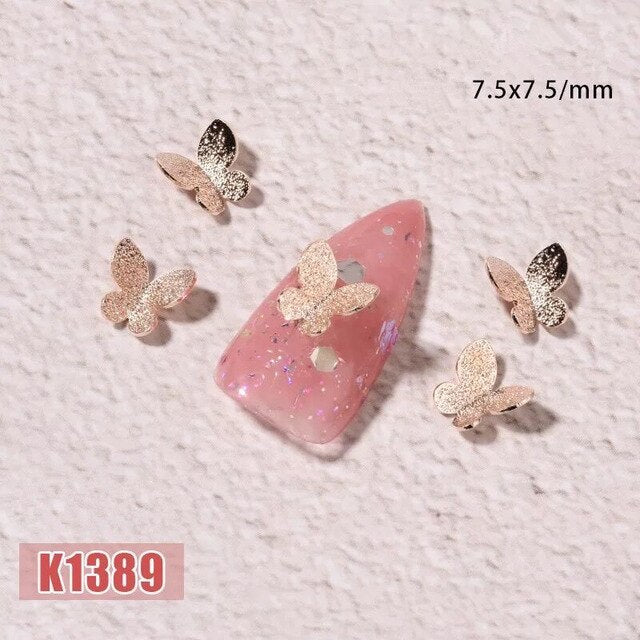 50 Pcs Metal Alloy Butterfly Design 3D Nail Art Decorations Charm Pixie Jewelry Gem Japanese Style Manicure Design Accessories