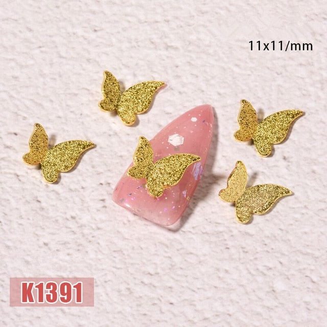 50 Pcs Metal Alloy Butterfly Design 3D Nail Art Decorations Charm Pixie Jewelry Gem Japanese Style Manicure Design Accessories