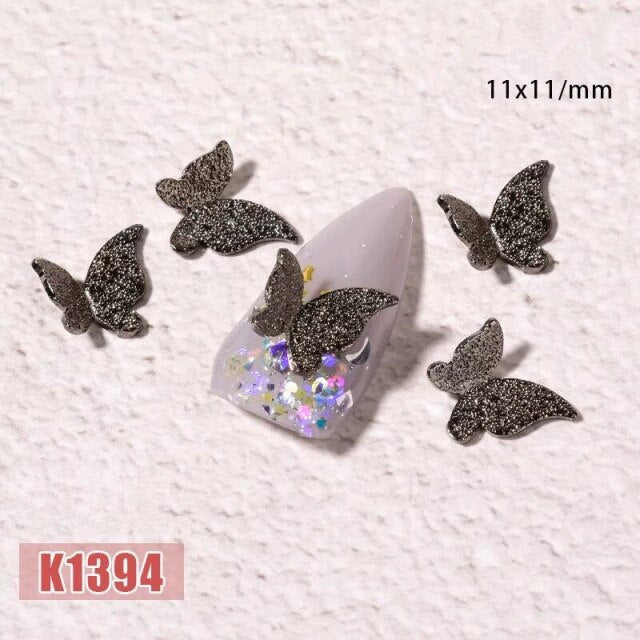 50 Pcs Metal Alloy Butterfly Design 3D Nail Art Decorations Charm Pixie Jewelry Gem Japanese Style Manicure Design Accessories