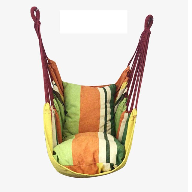 Portable Hammock Chair Hanging Rope Chair Swing Chair Seat with 2 Pillows for Garden Indoor Outdoor Fashionable Hammock Swings