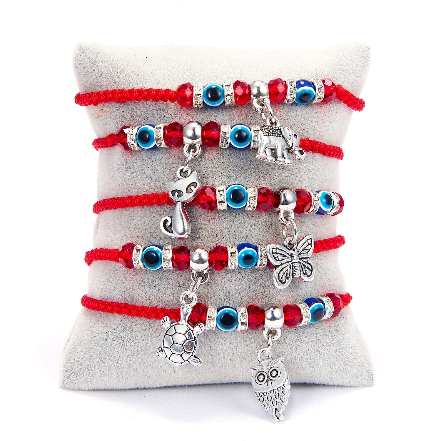 Rinhoo Lucky Red String Thread Hamsa Pendant Bracelet Blue Turkish Evil Eye Charm for Women Men Handmade Friendship Jewelry Gift