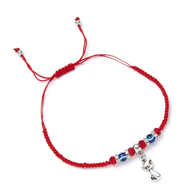 Rinhoo Lucky Red String Thread Hamsa Pendant Bracelet Blue Turkish Evil Eye Charm for Women Men Handmade Friendship Jewelry Gift
