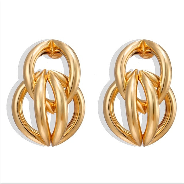 FNIO Fashion Vintage Earrings For Women Big Geometric Statement Gold Metal Drop Earrings 2020 Trendy Earings Jewelry Accessories