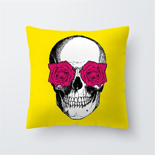 Geometry Yellow Skulls Decorative Pillows Cushion Cover 45x45 Summer Pillowcase Home Decor Sofa Living Room Pillow Cases 10474