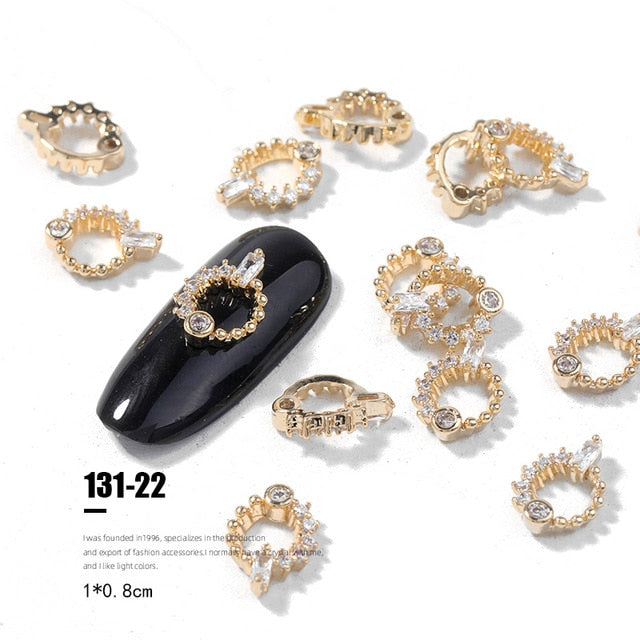 2pieces 3D metal Zircon Nail art jewelry japanese nail decorations top quality zircon crystal manicure zircon diamond charms