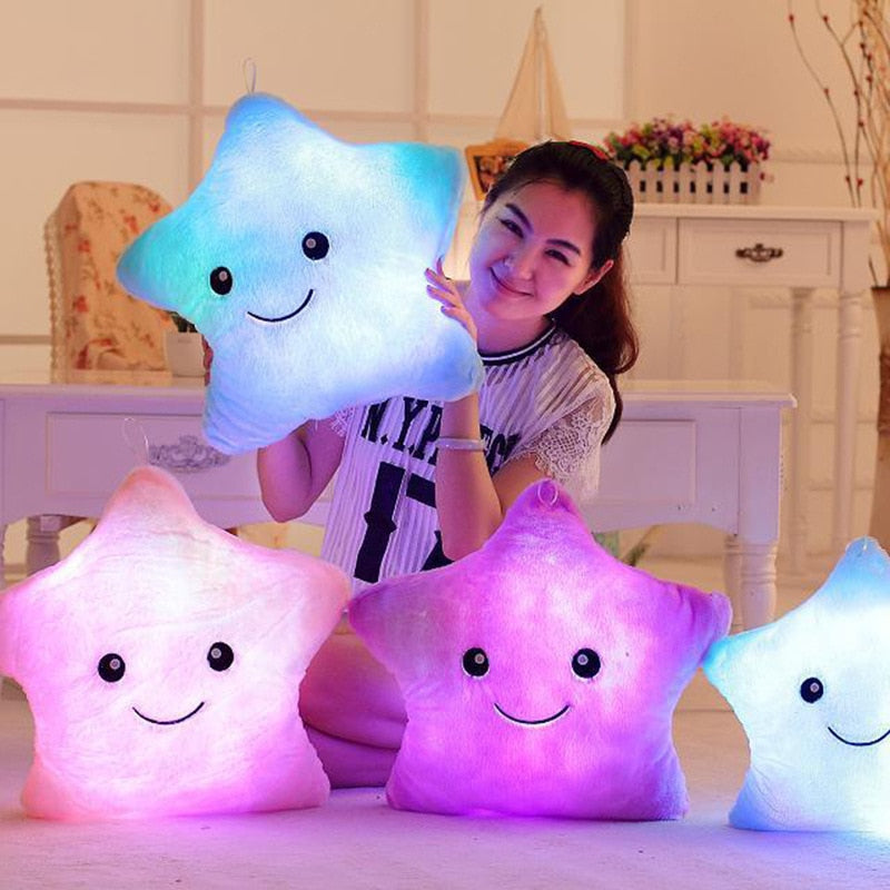 Creative Luminous Pillow Stars Stuffed Plush Toy Glowing Led Light Colorful Cushion Birthday Gifts Toys For Kids Children Girls