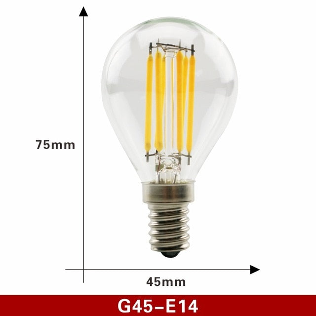 E27 E14 Retro Edison LED Filament Bulb Lamp 220V-240V Light Bulb C35 G45 A60 ST64 G80 G95 G125 Glass Bulb Vintage Candle Light