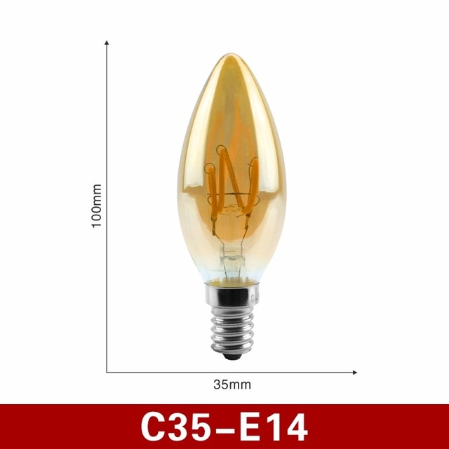 E14 E27 Retro LED Spiral Filament Light Bulb 4W Warm Yellow 220V C35 A60 T45 ST64 T185 T225 G80 G95 G125 Vintage Edison Lamp