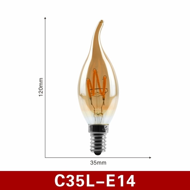 E14 E27 Retro LED Spiral Filament Light Bulb 4W Warm Yellow 220V C35 A60 T45 ST64 T185 T225 G80 G95 G125 Vintage Edison Lamp