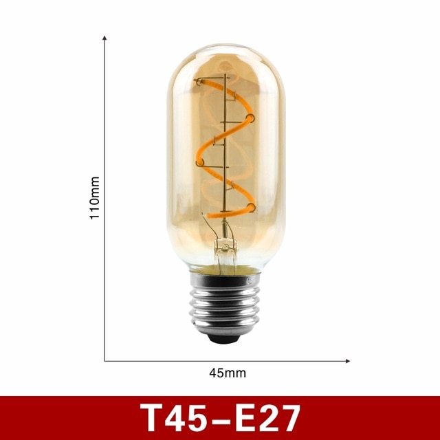 E14 E27 Retro LED Spiral Filament Light Bulb 4W Warm Yellow 220V C35 A60 T45 ST64 T185 T225 G80 G95 G125 Vintage Edison Lamp