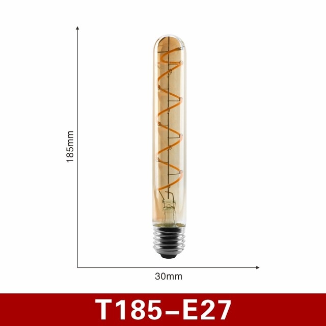 E14 E27 Retro LED Spiral Filament Light Bulb 4W Warm Yellow 220V C35 A60 T45 ST64 T185 T225 G80 G95 G125 Vintage Edison Lamp