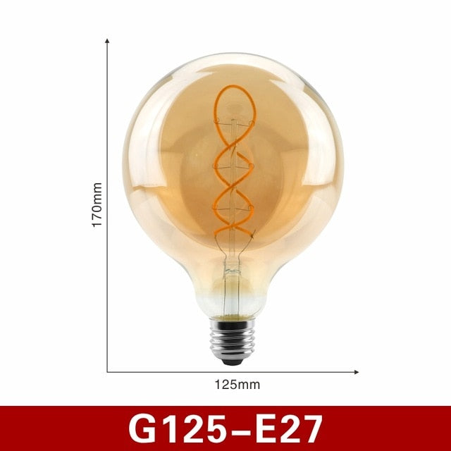 E14 E27 Retro LED Spiral Filament Light Bulb 4W Warm Yellow 220V C35 A60 T45 ST64 T185 T225 G80 G95 G125 Vintage Edison Lamp