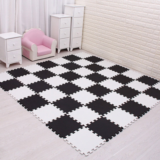 MQIAOHAM Baby EVA Foam Play Puzzle Mat 18pcs/lot Black and White Interlocking Exercise Tiles Floor Carpet And Rug for Kids Pad