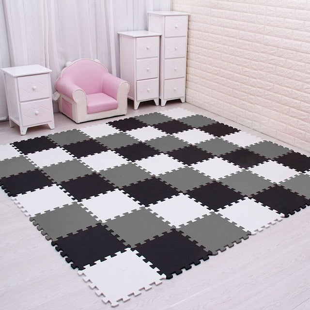 MQIAOHAM Baby EVA Foam Play Puzzle Mat 18pcs/lot Black and White Interlocking Exercise Tiles Floor Carpet And Rug for Kids Pad