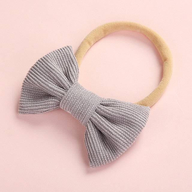 Baby Headband Bow Headbands For Girl Corduroy Head Band Thin Nylon Hairband Newborn Kids Toddler Hair Accessories Spring Summer