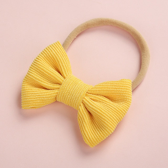 Baby Headband Bow Headbands For Girl Corduroy Head Band Thin Nylon Hairband Newborn Kids Toddler Hair Accessories Spring Summer