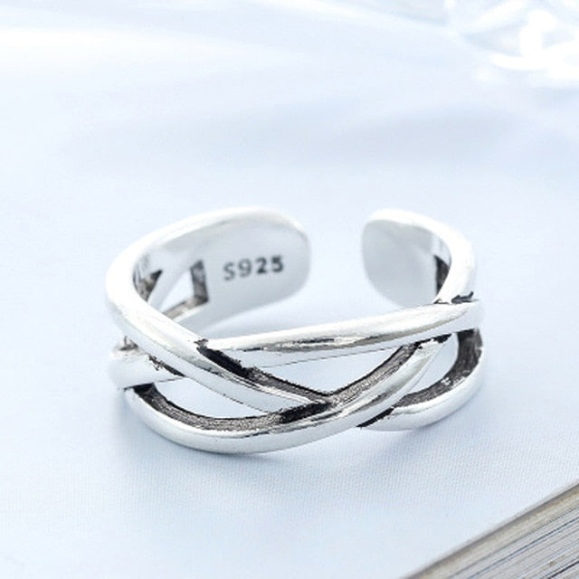 High Quality Fashion 925 Sterling Silver Geometric Layer Smile Face Adjustable  Rings For Women Wholesale Jewelry
