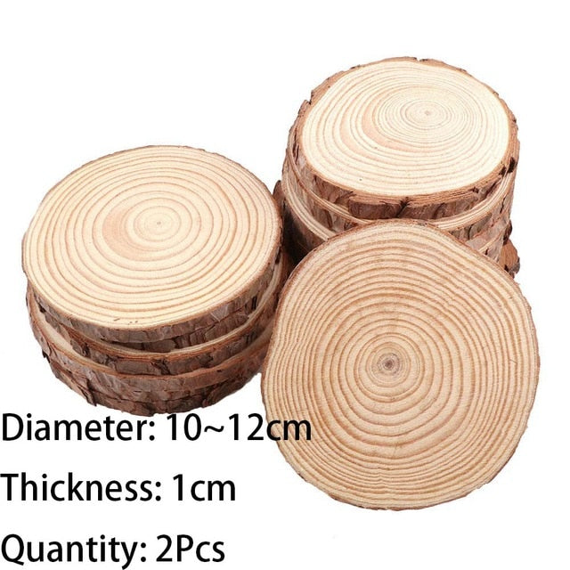 3-12cm Thick 1 Pack Natural Pine Round Unfinished Wood Slices Circles With Tree Bark Log Discs DIY Crafts Wedding Party Painting